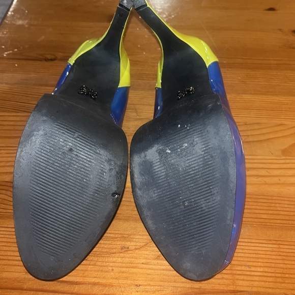Simply Vera Vera Wang | Cobalt Blue Lime Green Platform Pump Heels 8.5 - Picture 6 of 10